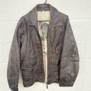 Thick vintage style leather coat